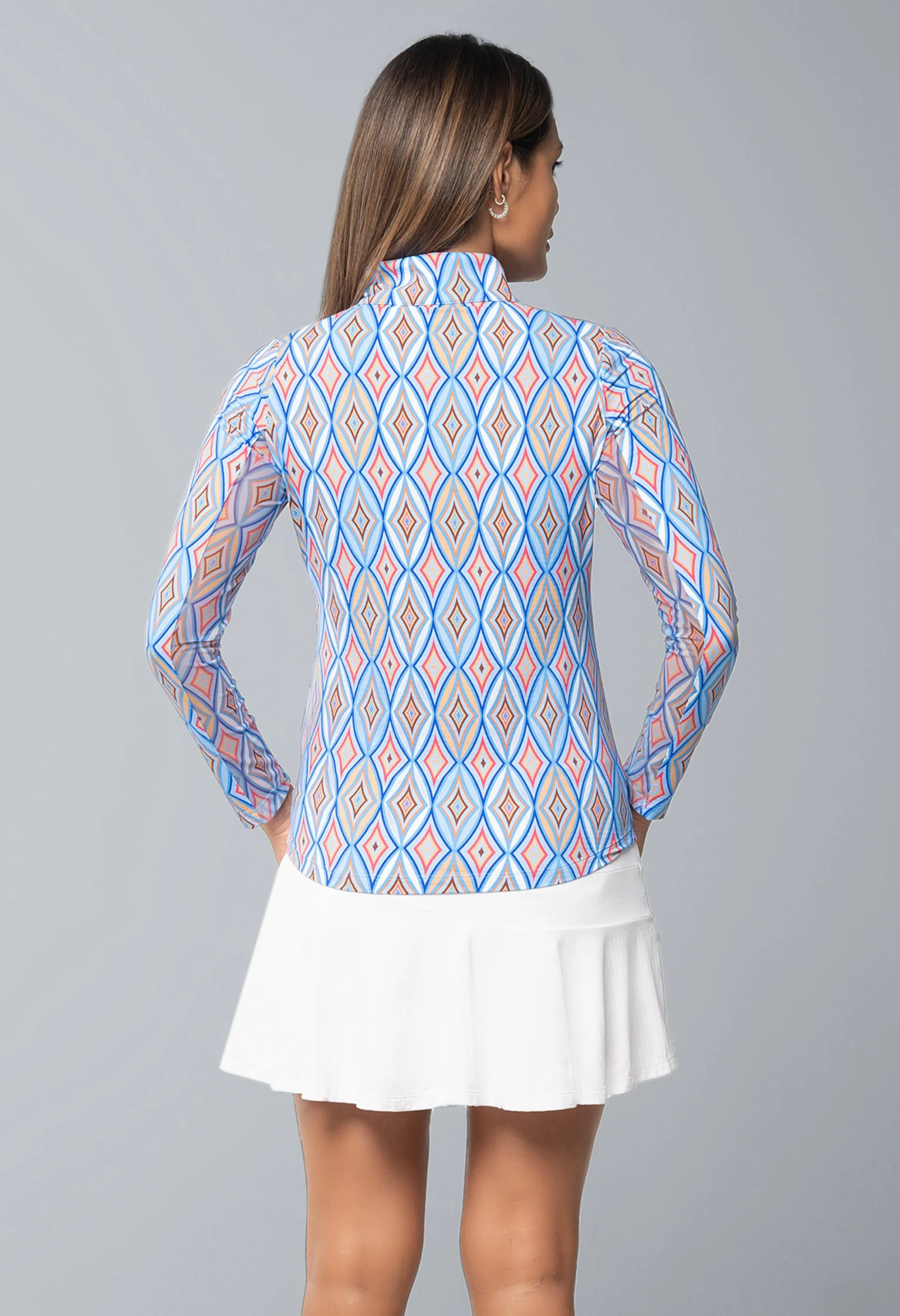 Romina Print Long Sleeve Mock Neck Top sold by IBKUL product image thumbnail 3