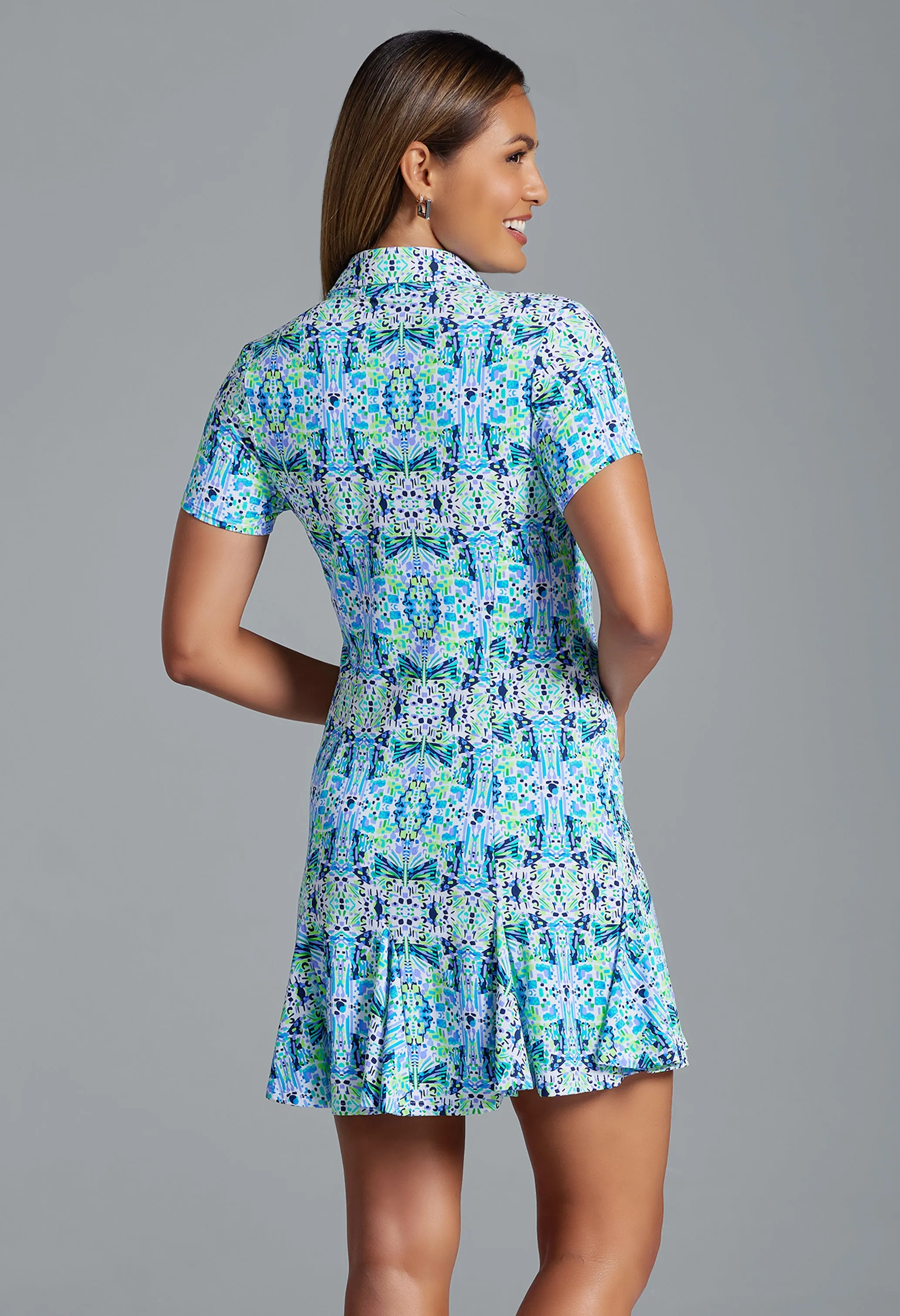 Ridley Print Short Sleeve Godet Dress sold by IBKUL product image thumbnail 3