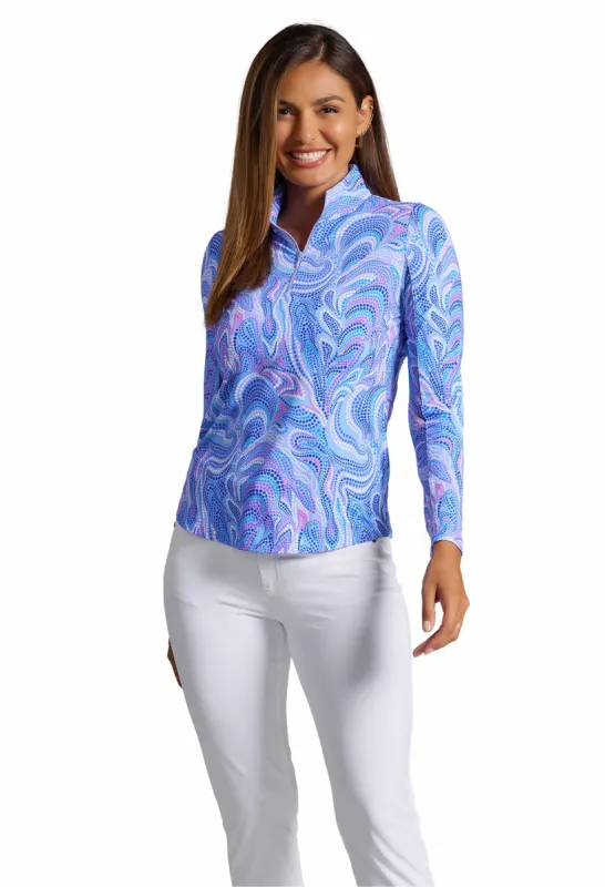 Rebecca Print Long Sleeve Mock Neck Top sold by IBKUL