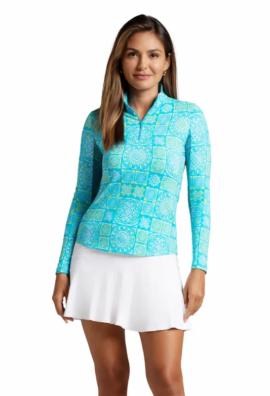 Colette Print Long Sleeve Mock Neck Top sold by IBKUL