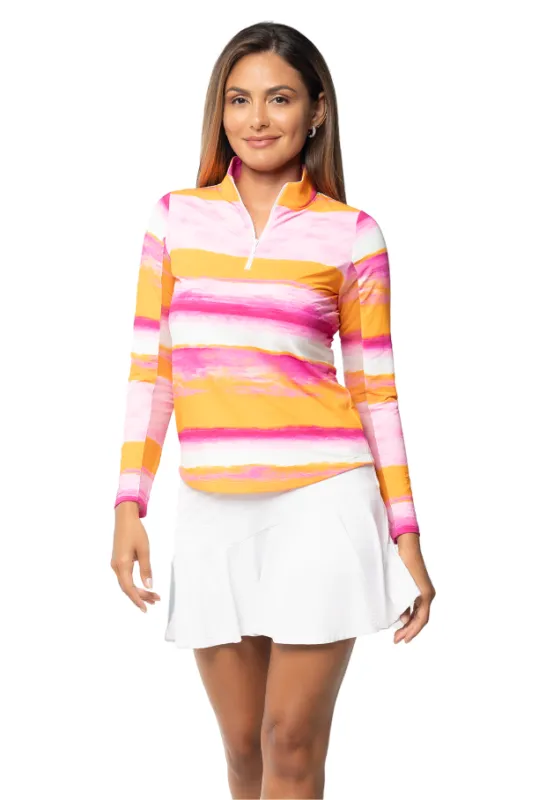 Amy Print Long Sleeve Mock Neck Top sold by IBKUL