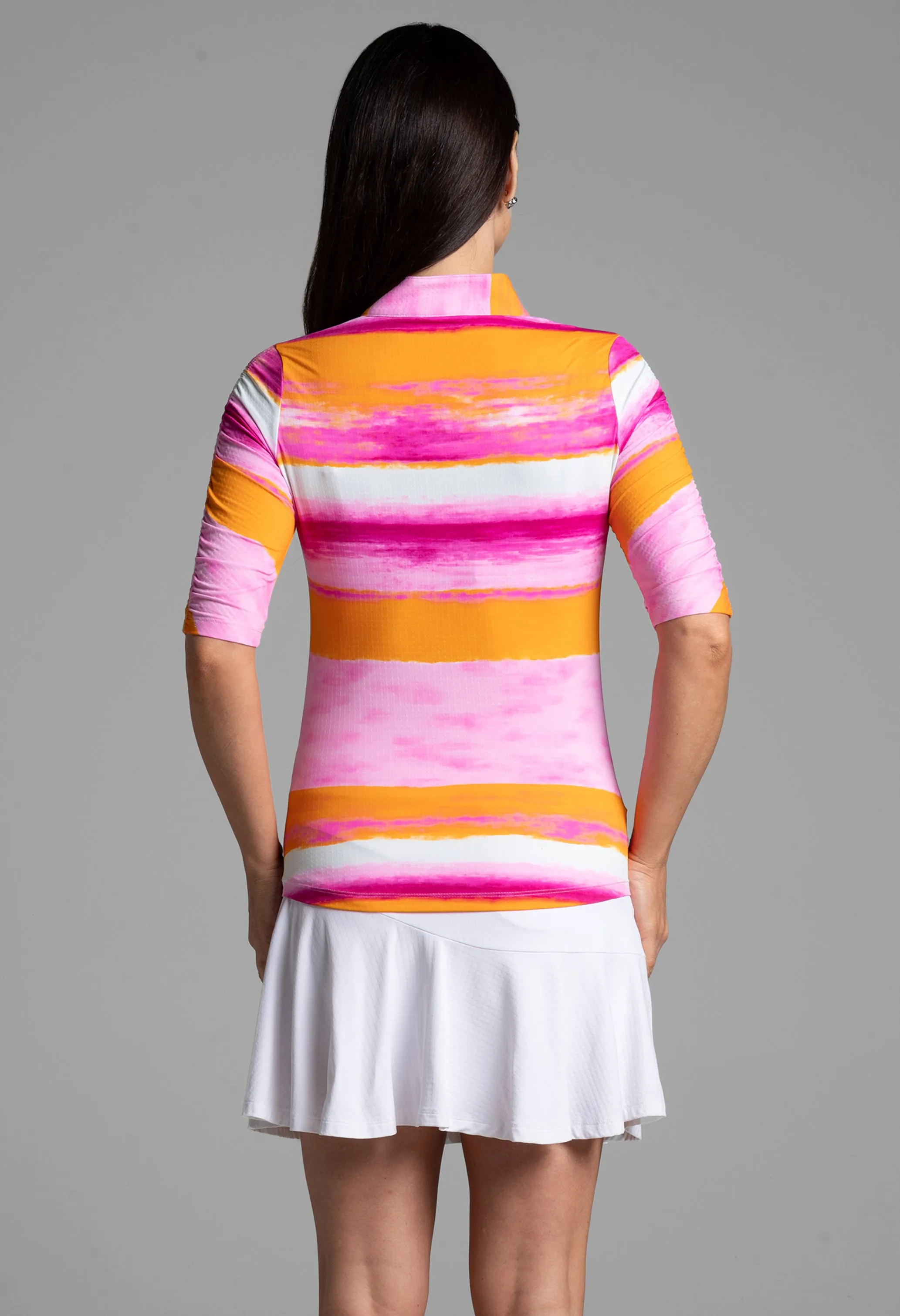 Amy Print Ruched Elbow Length Sleeve Top sold by IBKUL product image thumbnail 3