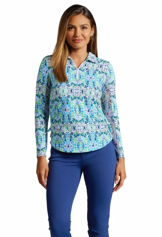 Ridley Print Adjustable Length Long Sleeve Polo made by IBKUL
