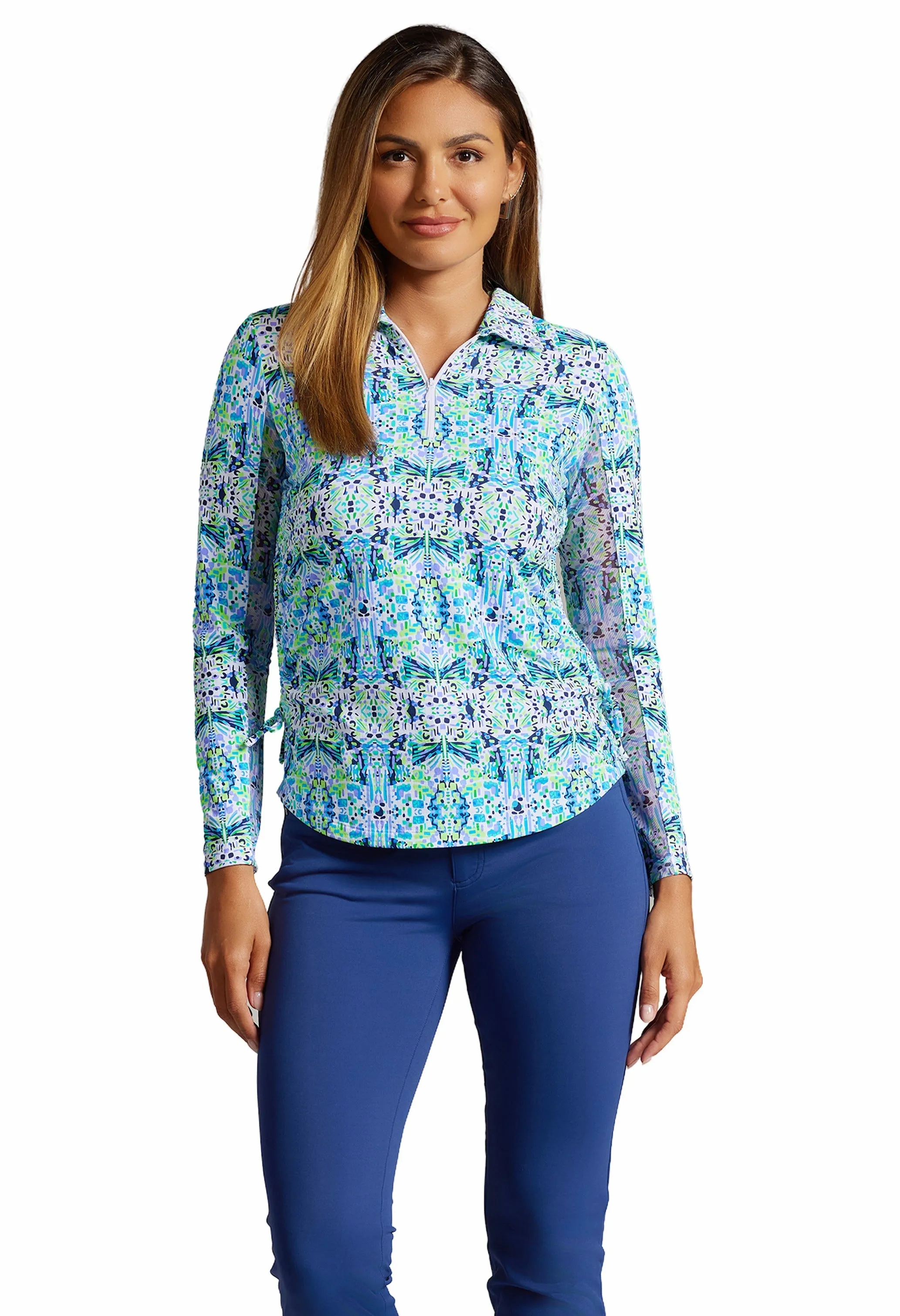 Ridley Print Adjustable Length Long Sleeve Polo sold by IBKUL