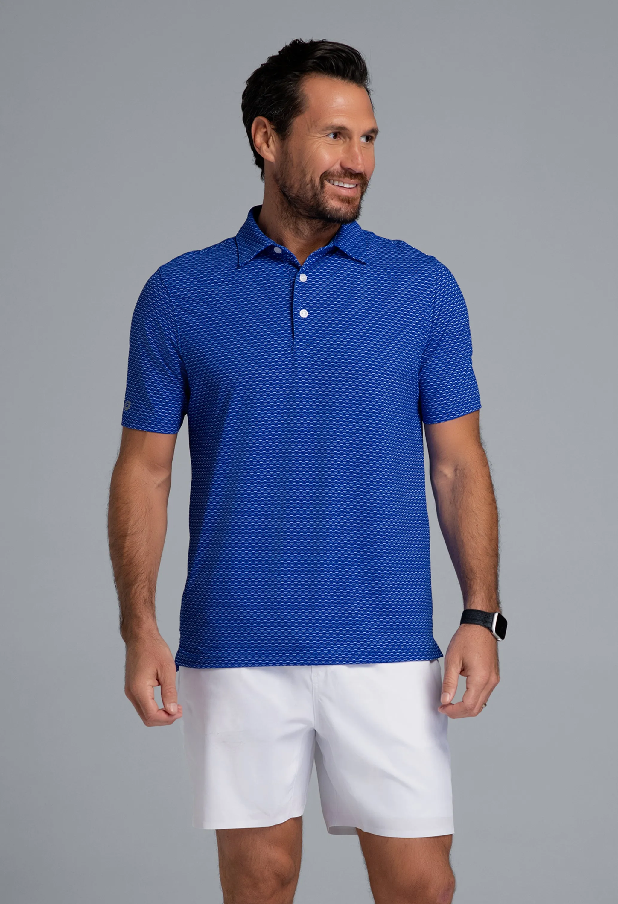 Footballs Print Short Sleeve Polo (Modern Fit) sold by IBKUL product image thumbnail 2