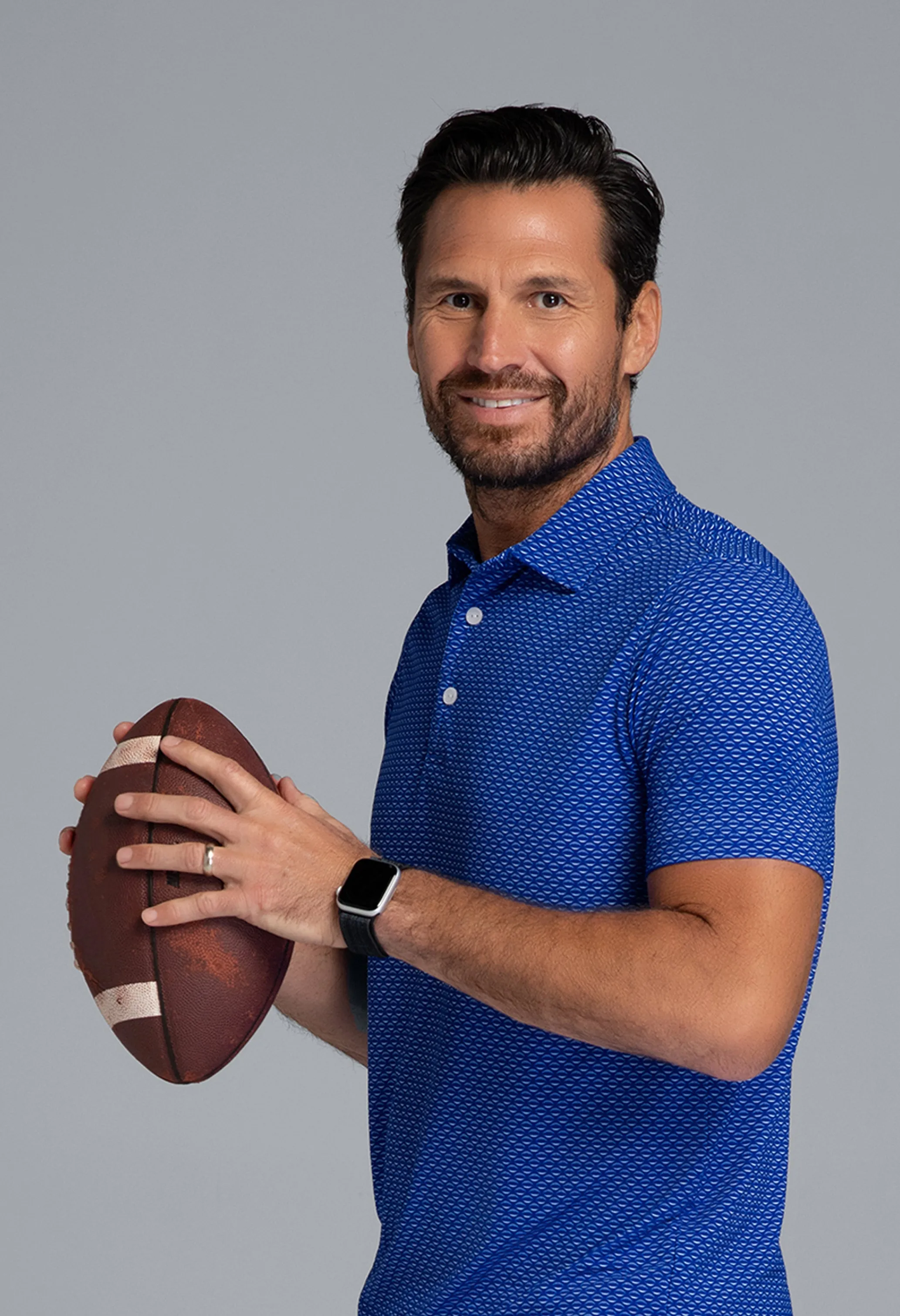 Footballs Print Short Sleeve Polo (Modern Fit) sold by IBKUL product image thumbnail 3