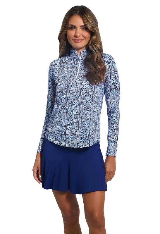 Josie Print Long Sleeve Mock Neck Top sold by IBKUL