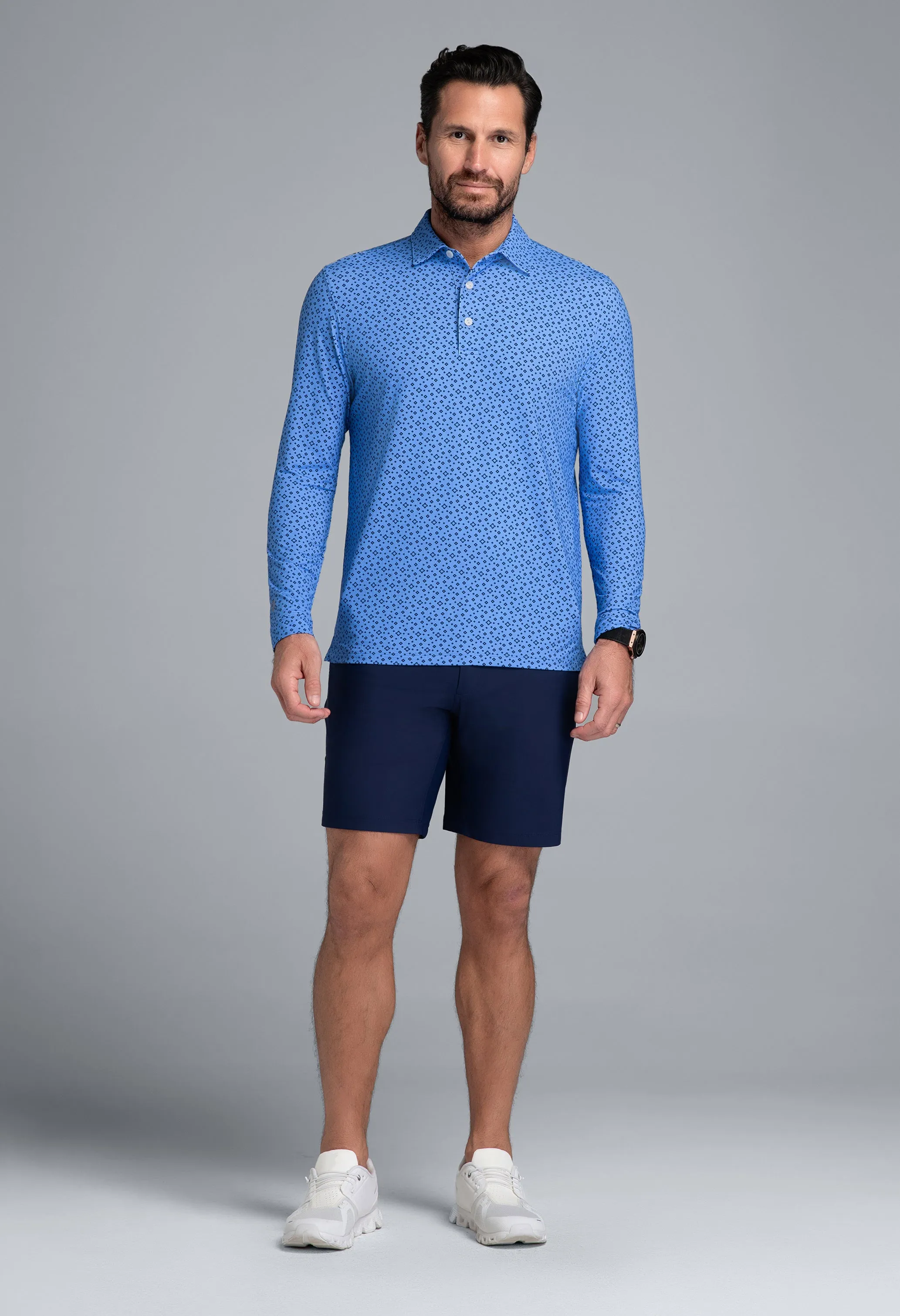 Twinkle Twinkle Print Long Sleeve Polo (Modern Fit) sold by IBKUL product image thumbnail 4