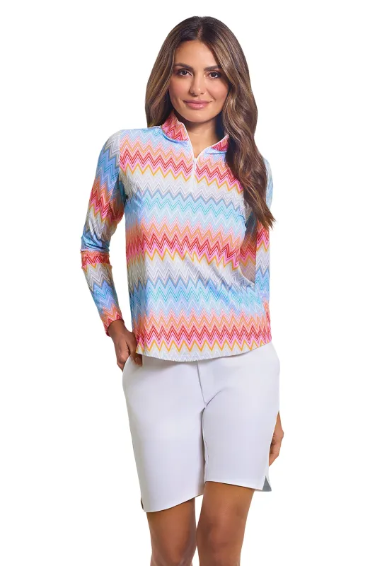 Susan Print Long Sleeve Mock Neck Top sold by IBKUL