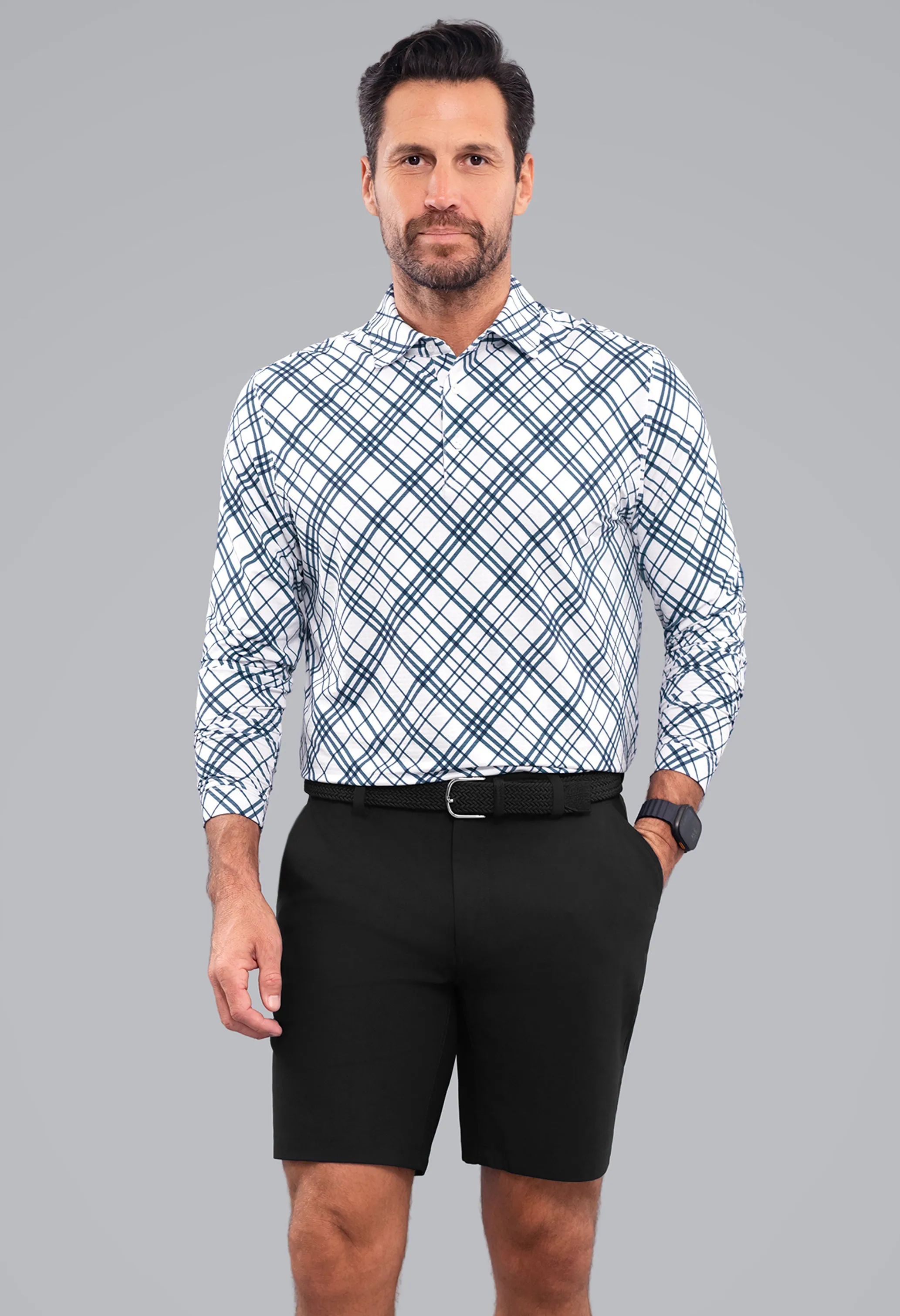 Tony Print Long Sleeve Polo sold by IBKUL product image thumbnail 2