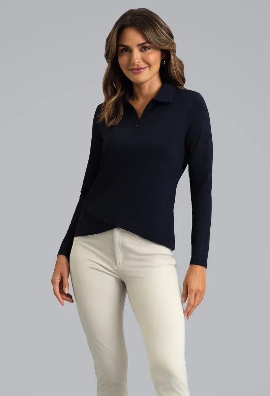 Long Sleeve Zip Polo made by IBKUL