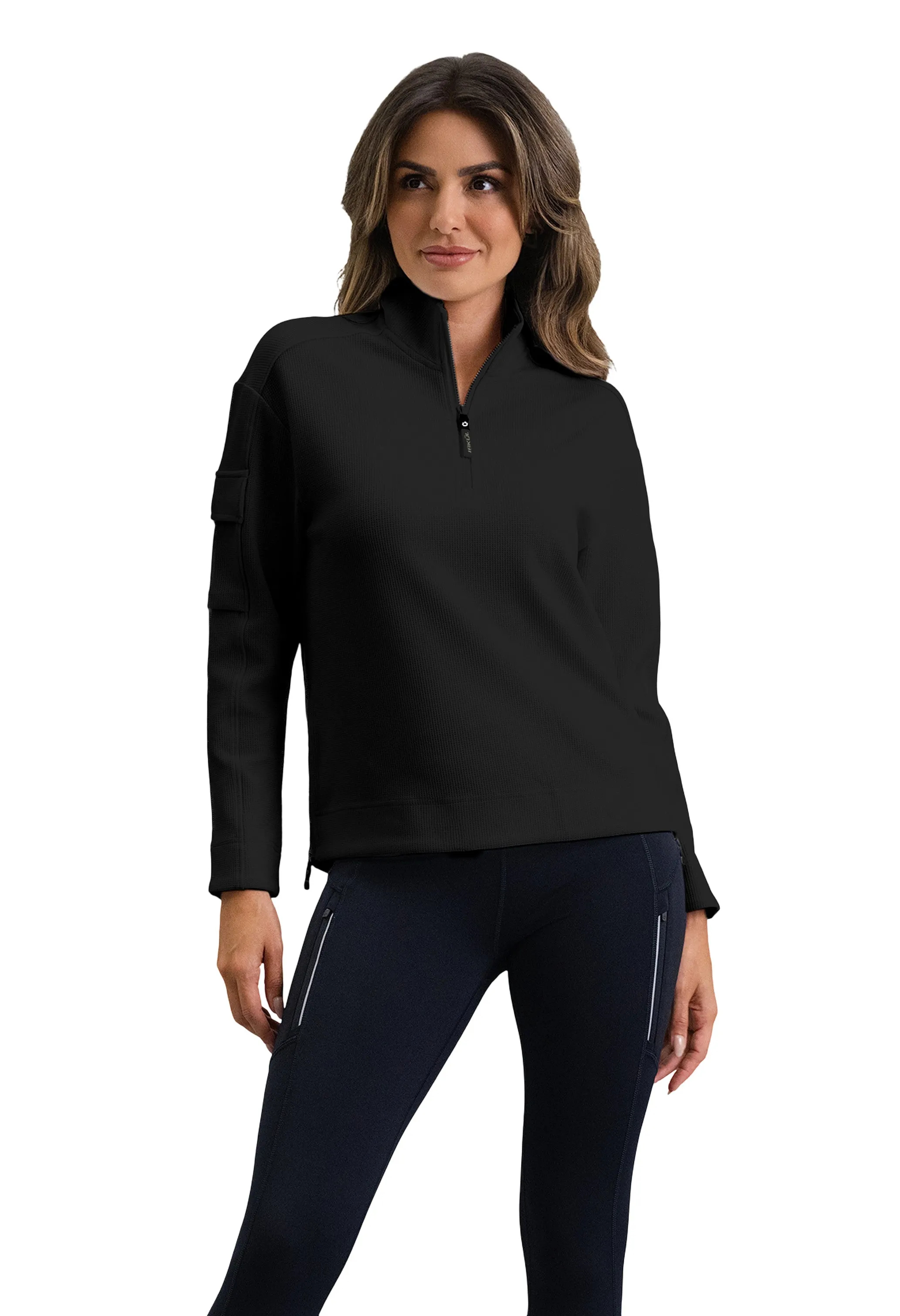 Micro Waffle Knit 1/4 Zip Pullover sold by IBKUL product image thumbnail 3