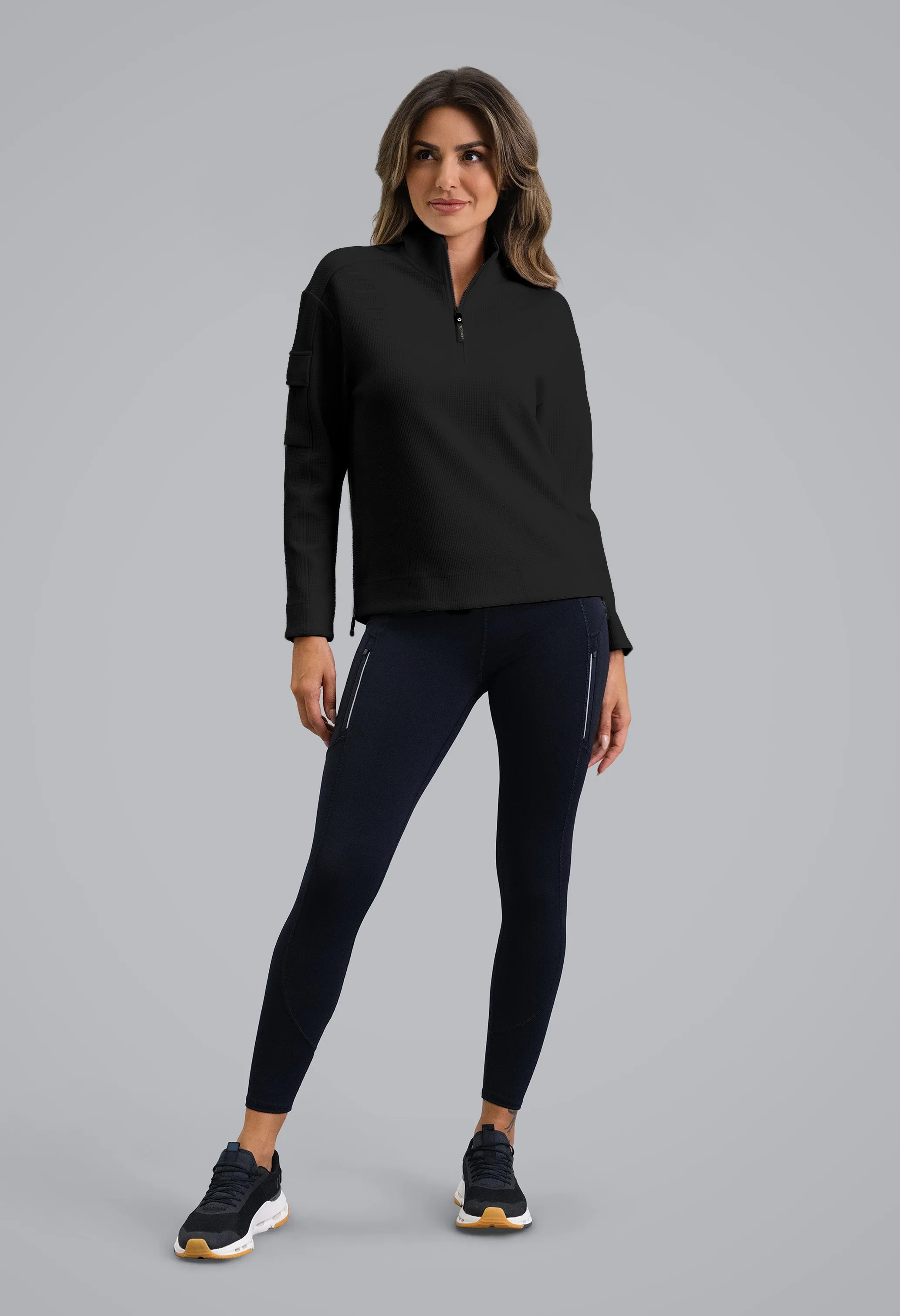 Micro Waffle Knit 1/4 Zip Pullover sold by IBKUL product image thumbnail 4