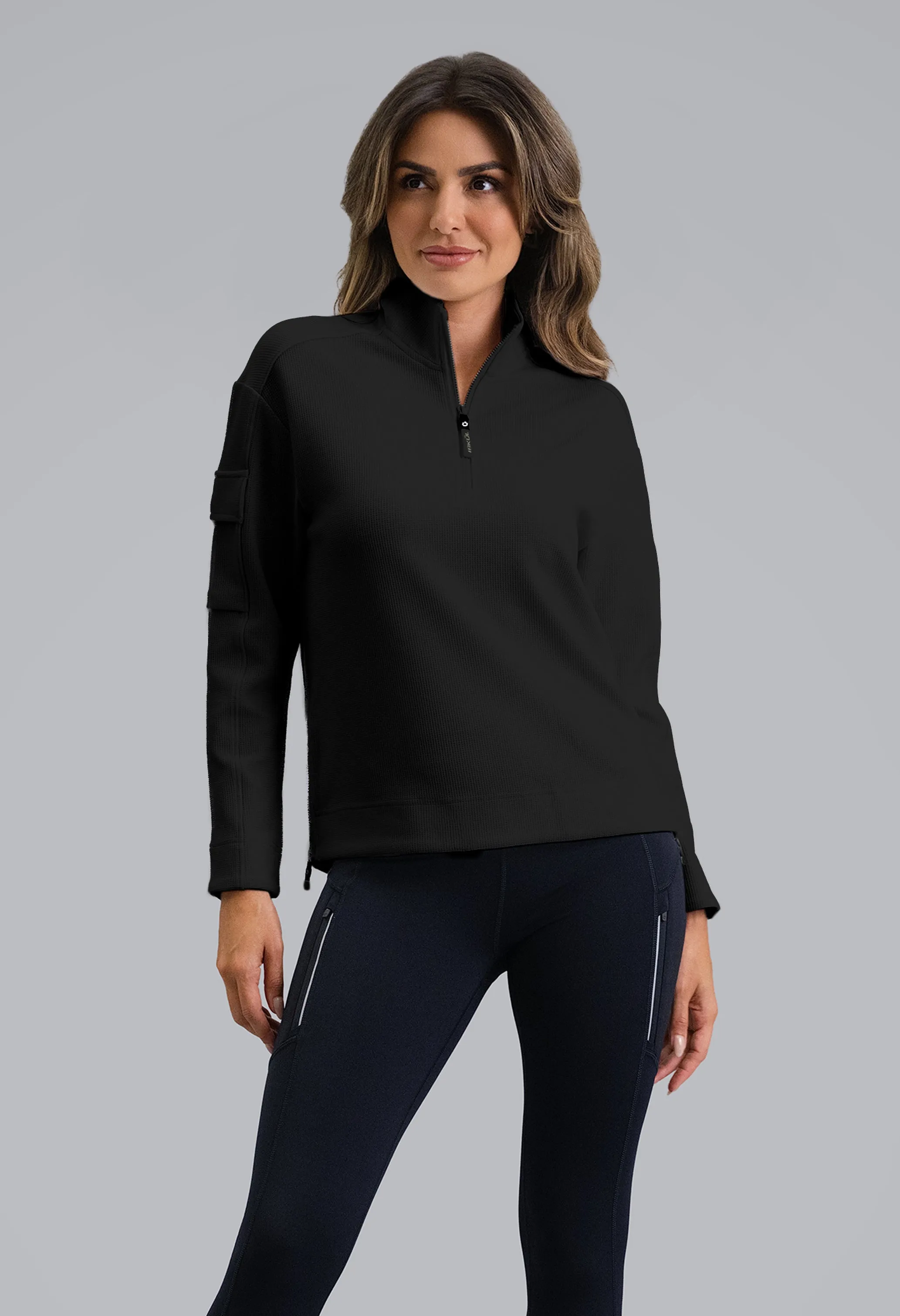 Micro Waffle Knit 1/4 Zip Pullover sold by IBKUL product image thumbnail 2