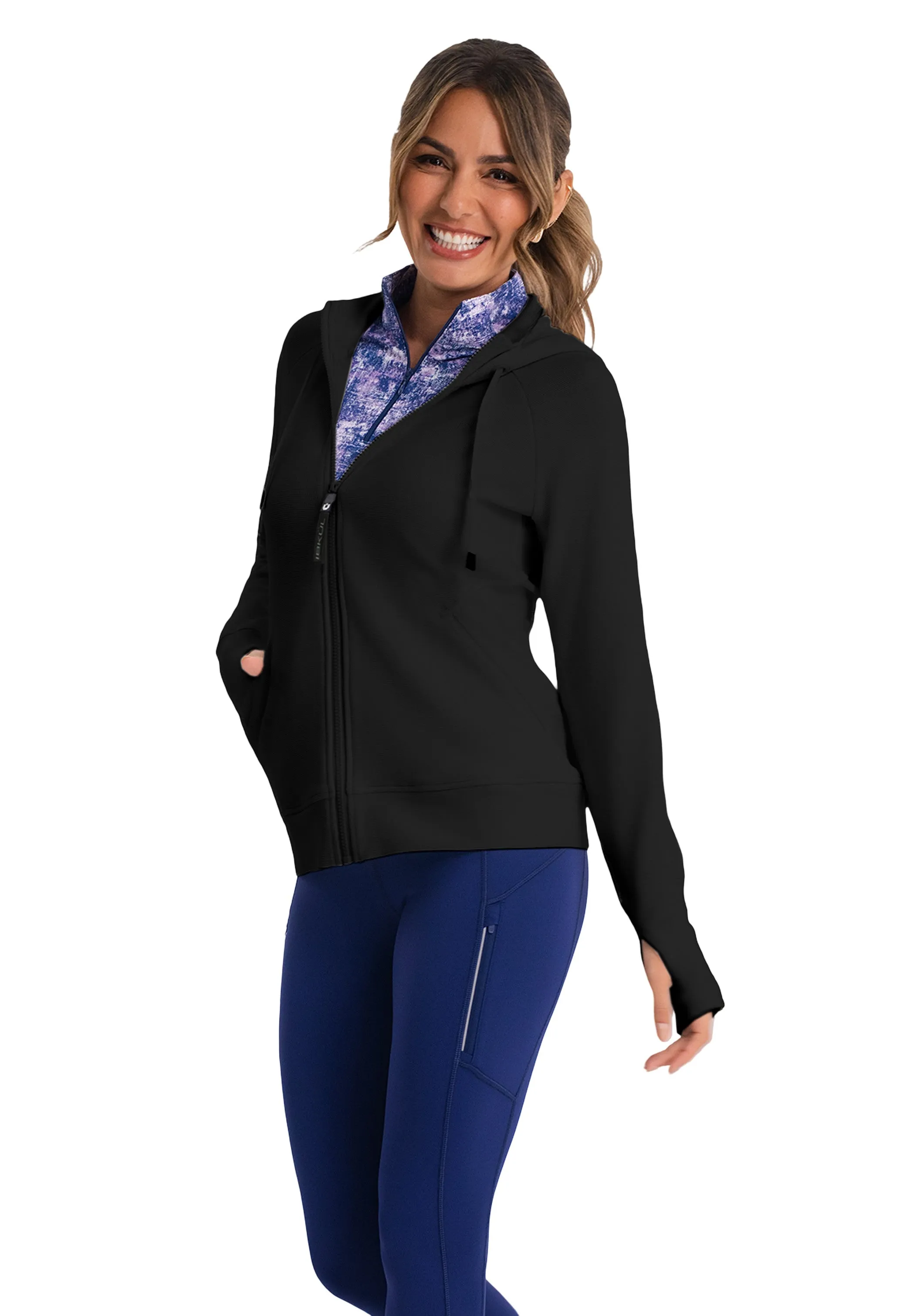 Micro Waffle Knit Zip Hoody Jacket sold by IBKUL product image thumbnail 4