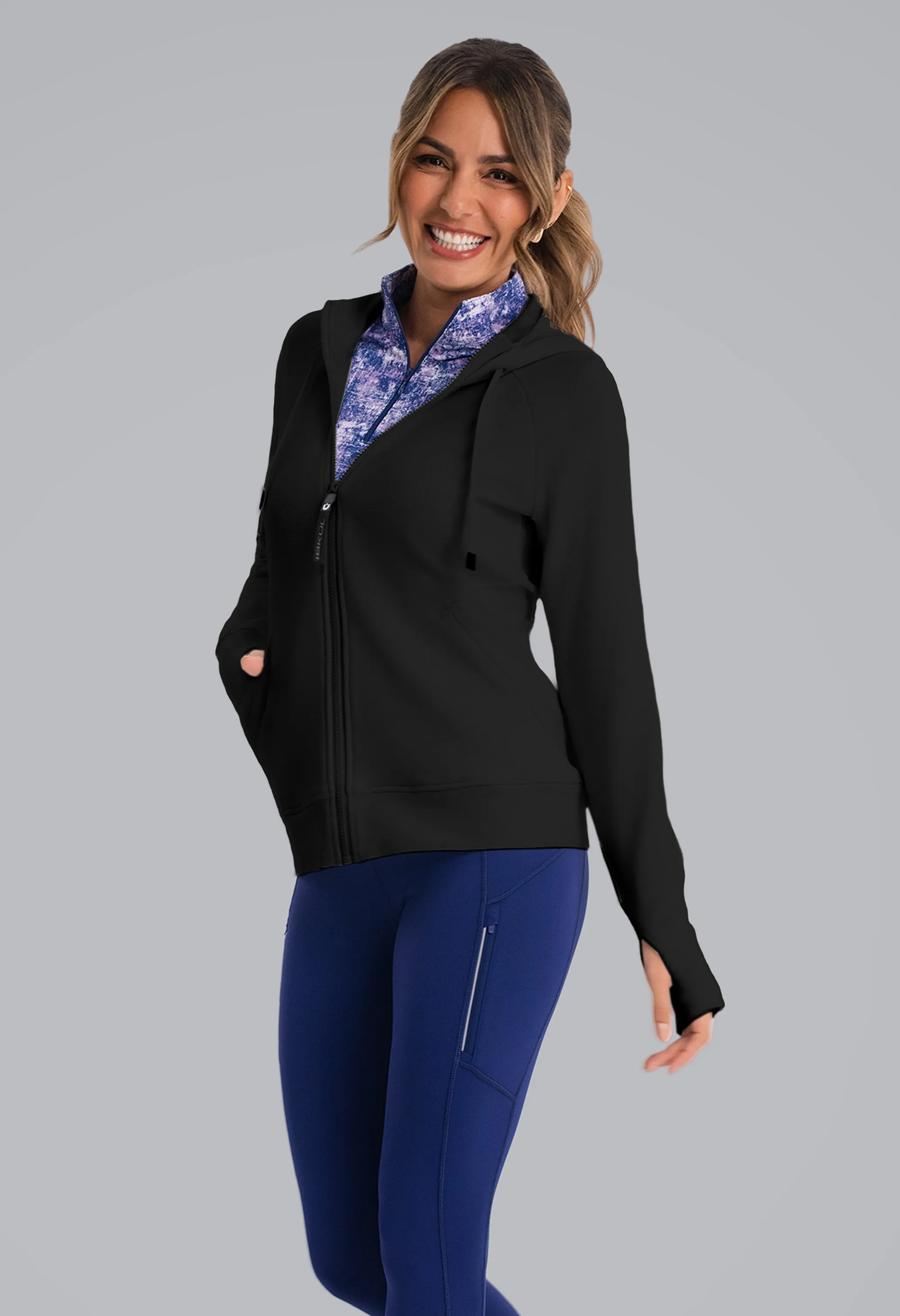 Micro Waffle Knit Zip Hoody Jacket sold by IBKUL product image thumbnail 2
