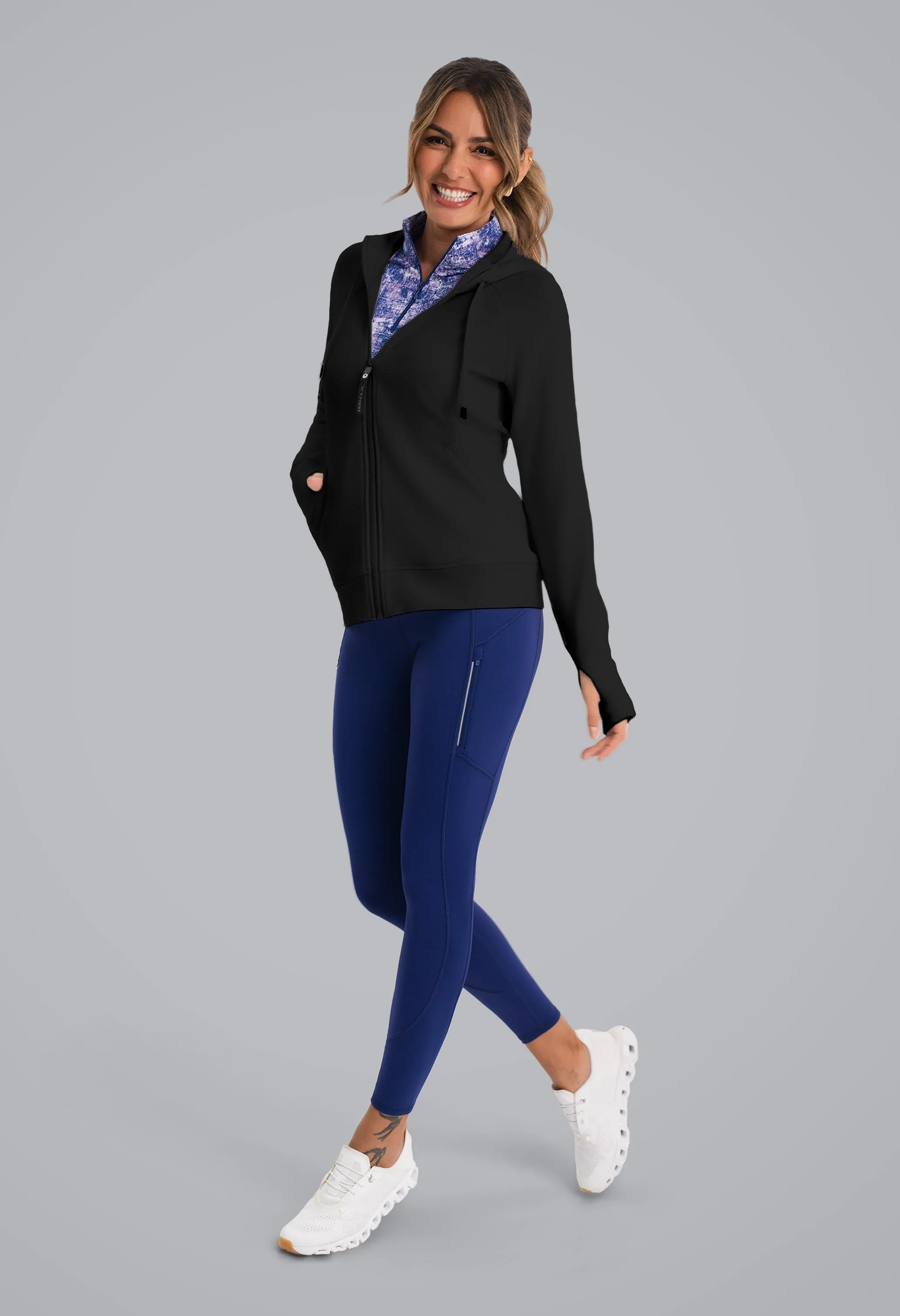 Micro Waffle Knit Zip Hoody Jacket sold by IBKUL product image thumbnail 3