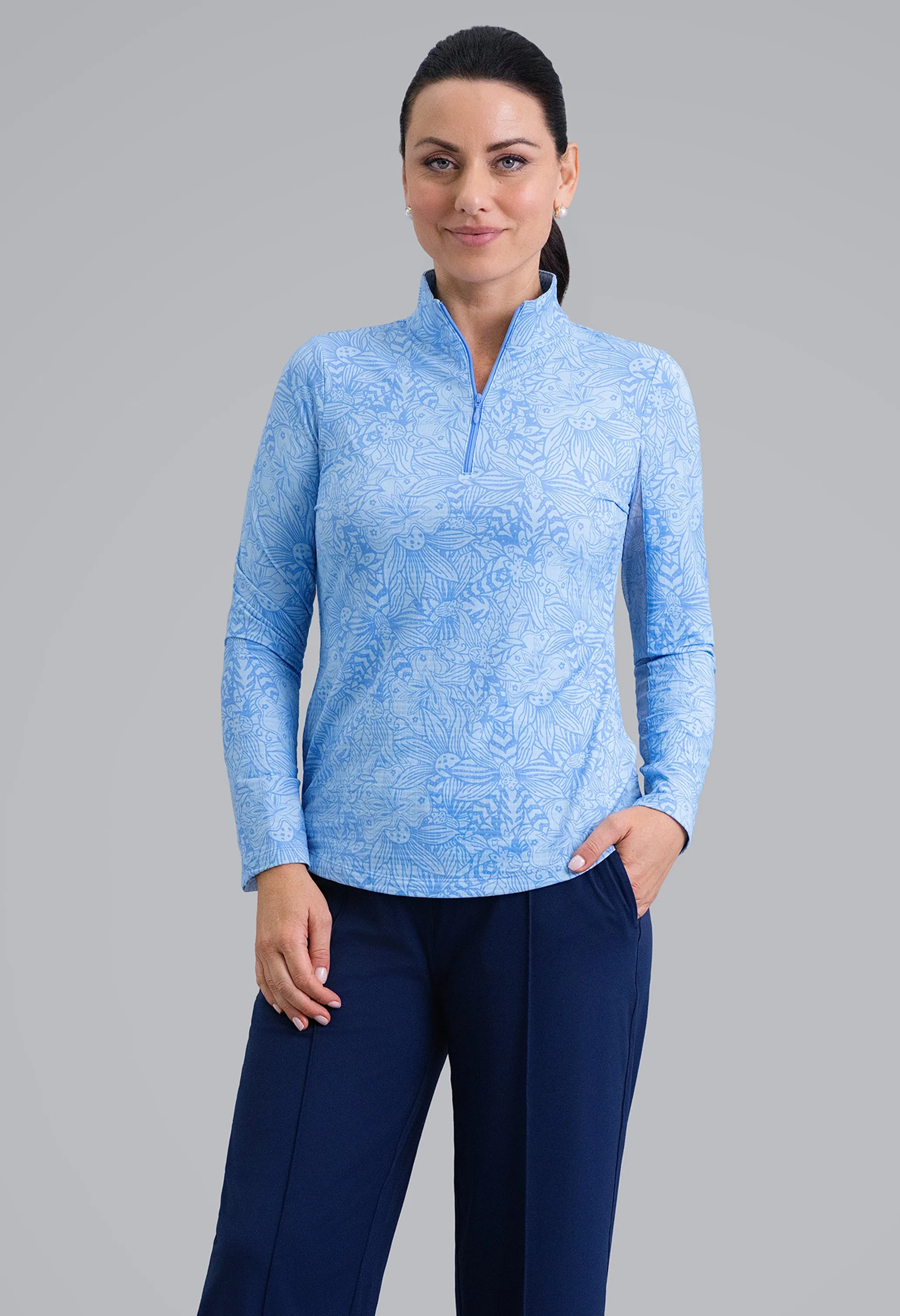 Annie Long Sleeve Mock Neck Top sold by IBKUL