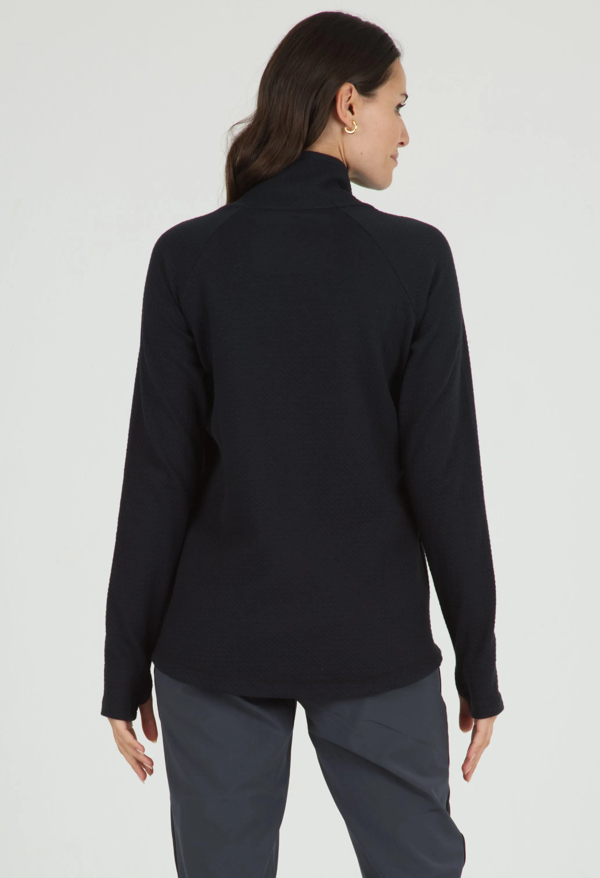 Solid Popcorn Stitch Asymmetrical Zip Pullover sold by IBKUL product image thumbnail 4