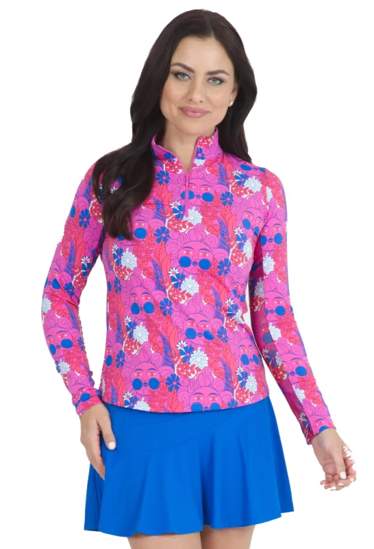 Nadia Print Long Sleeve Mock Neck Top – 10760 sold by IBKUL