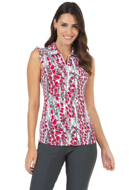 Kamila Print Ruffle Sleeveless Polo – 44262 sold by IBKUL