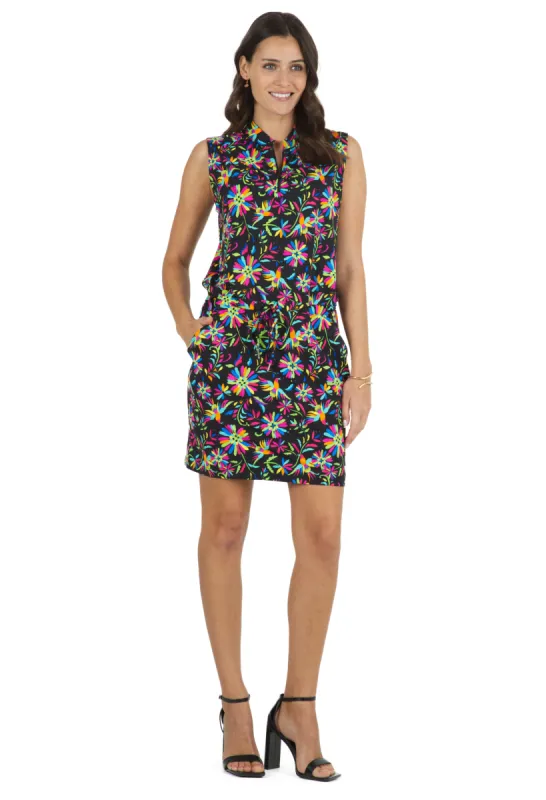 Estela Print Sleeveless Drawstring Dress – 63484 sold by IBKUL