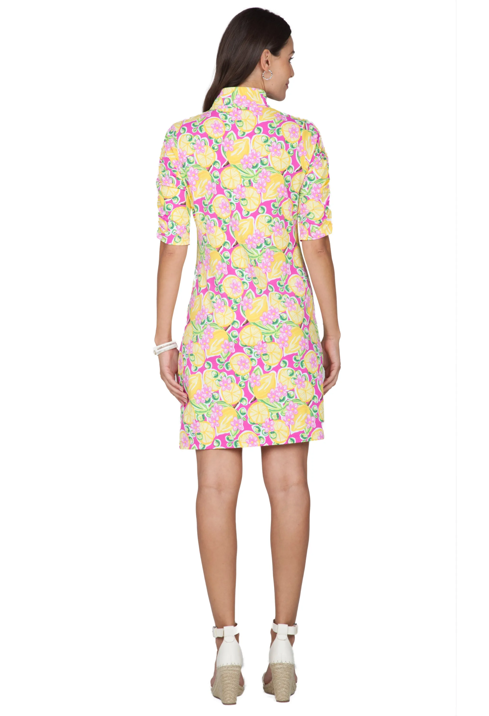 Calista Print Ruched Elbow Length Sleeve Dress - 40652 sold by IBKUL product image thumbnail 3