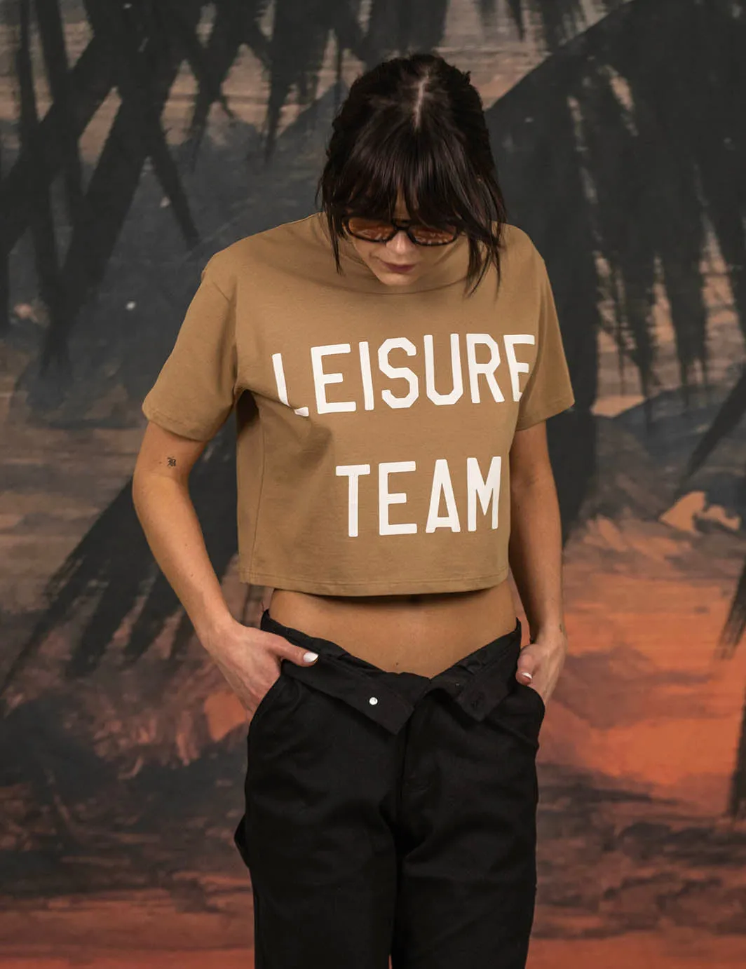 Leisure Team Crop Tee Brown sold by Duvin Design product image thumbnail 3