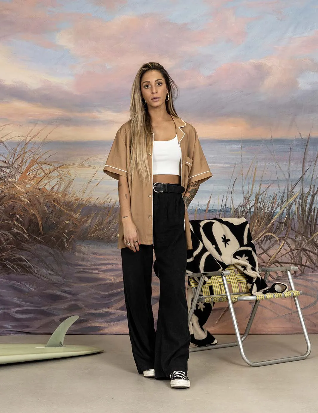 Poolside Retro Buttonup - Tan sold by Duvin Design product image thumbnail 3