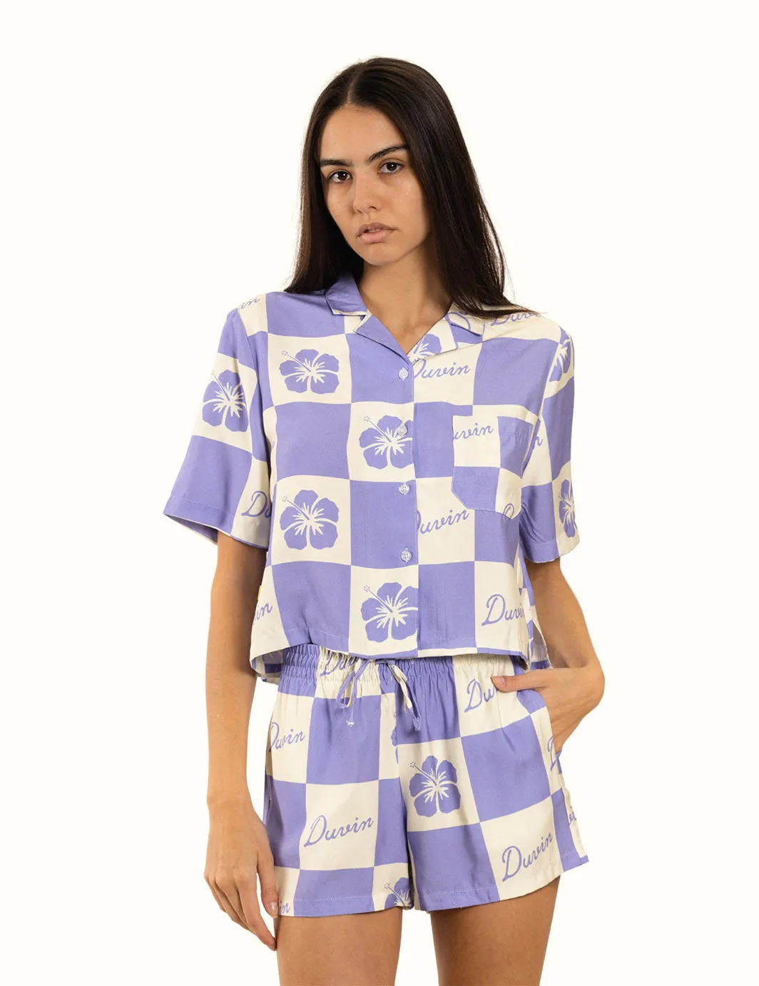 Hawaiian Checkered Crop Buttonup sold by Duvin Design product image thumbnail 2