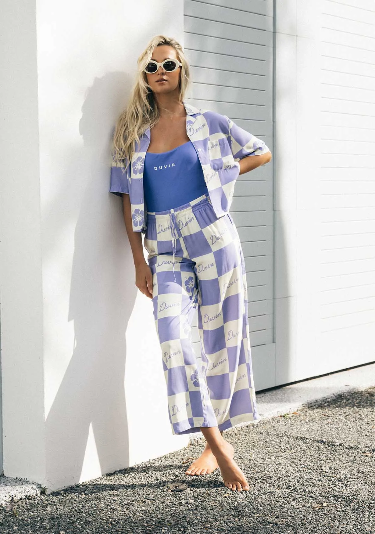 Hawaiian Checkered Crop Buttonup sold by Duvin Design product image thumbnail 3