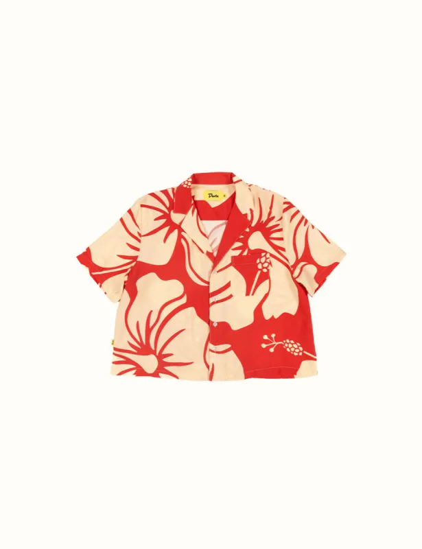 Trouble In Paradise Crop Buttonup Red sold by Duvin Design