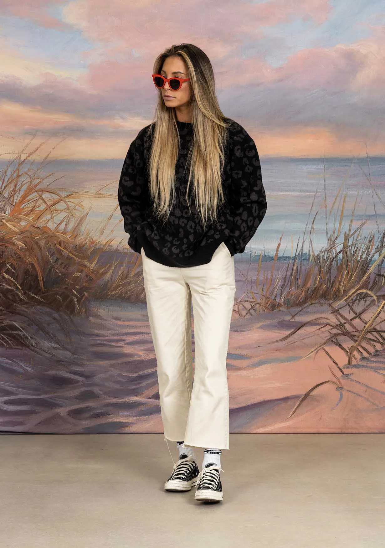 Black Leopard Crew Knit Sweater sold by Duvin Design product image thumbnail 5