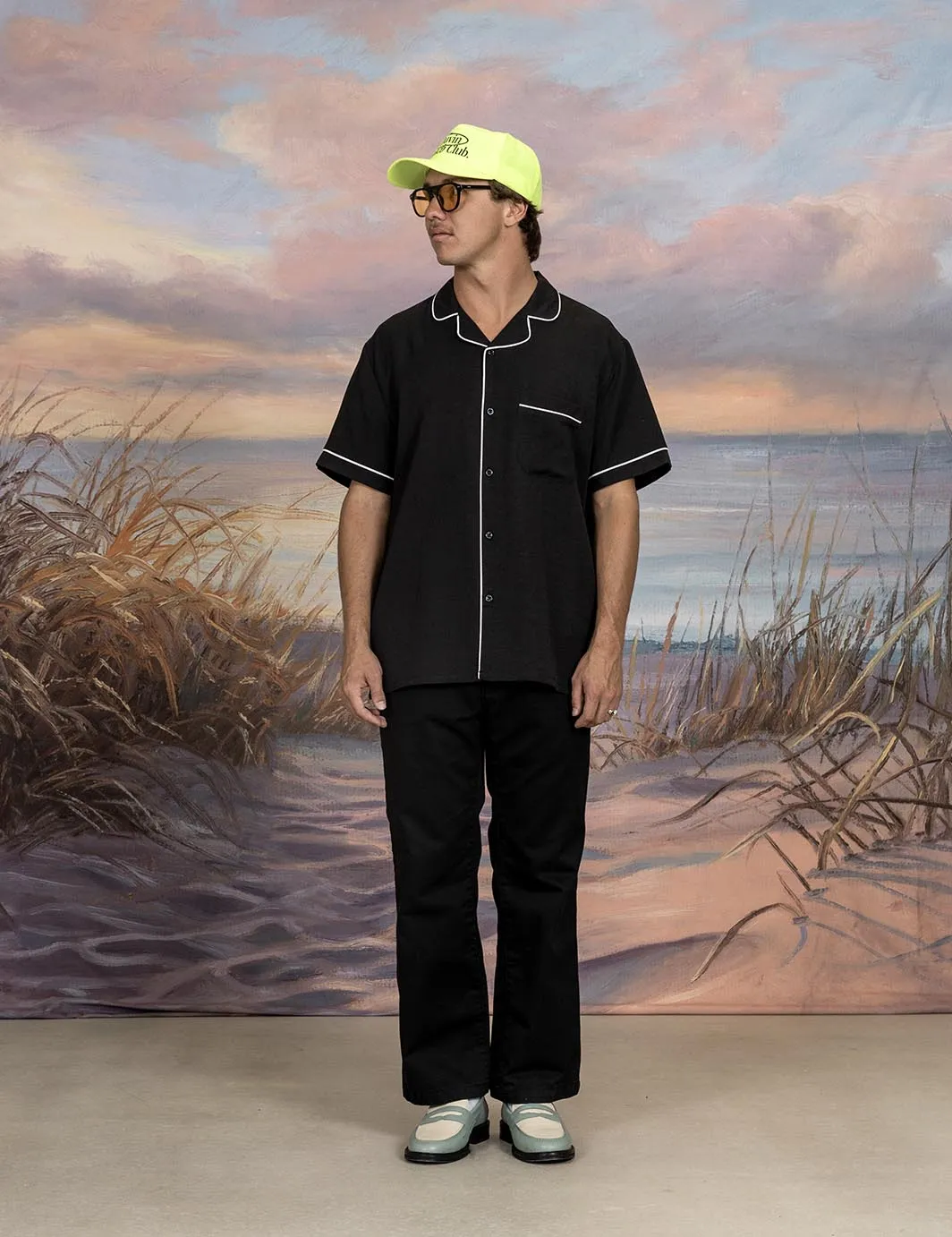 Poolside Retro Buttonup - Black sold by Duvin Design product image thumbnail 2