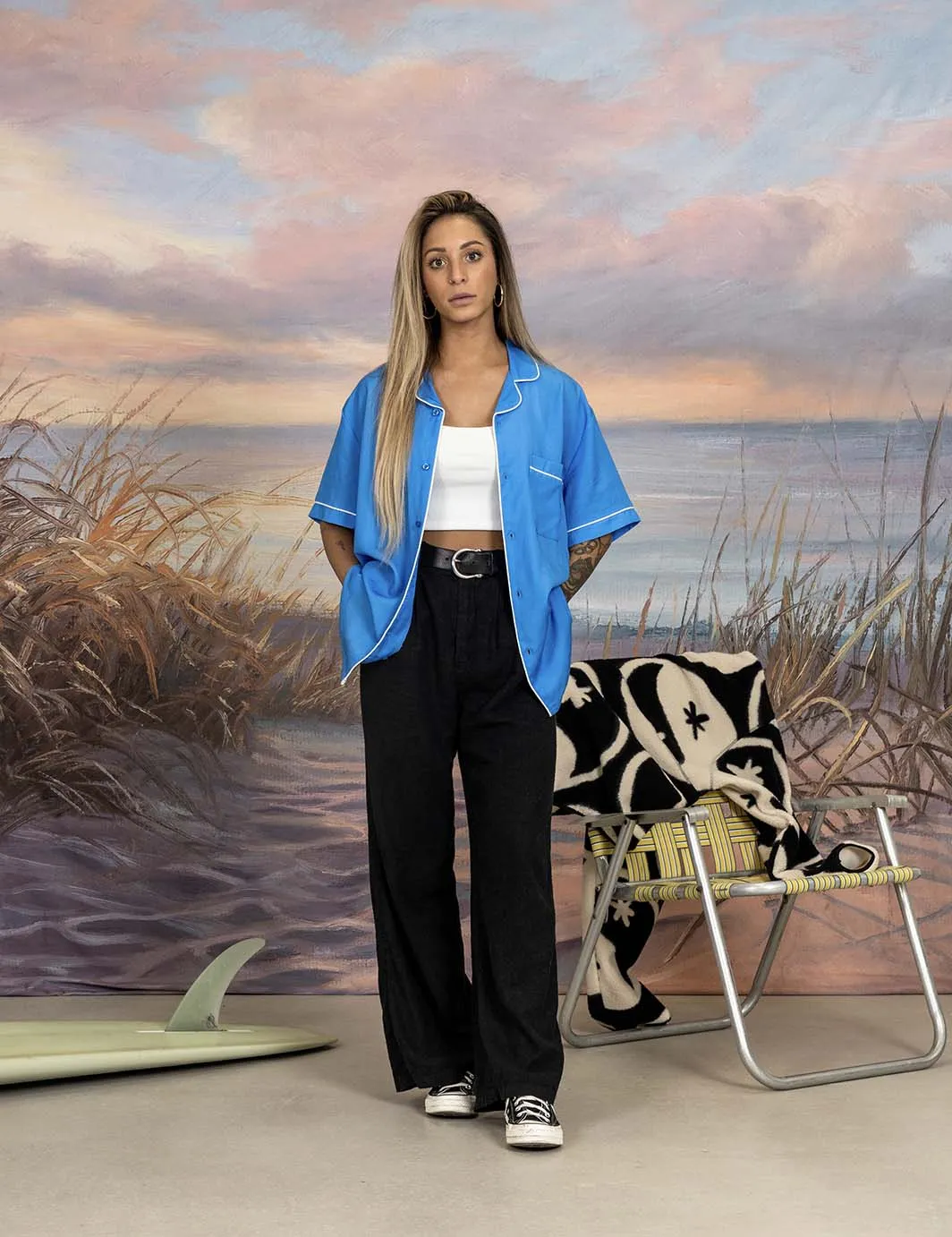 Poolside Retro Buttonup - Blue sold by Duvin Design product image thumbnail 3