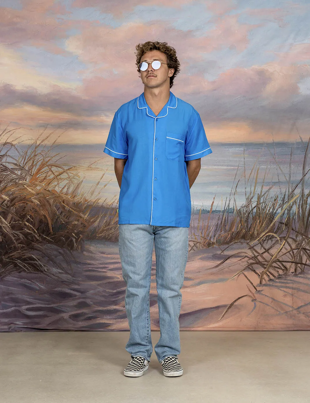 Poolside Retro Buttonup - Blue sold by Duvin Design product image thumbnail 2