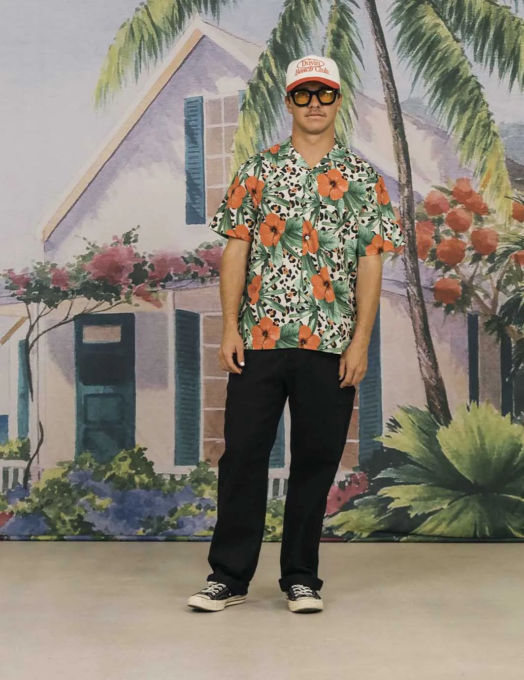 Cat Floral Leisure Stretch Buttonup sold by Duvin Design product image thumbnail 2