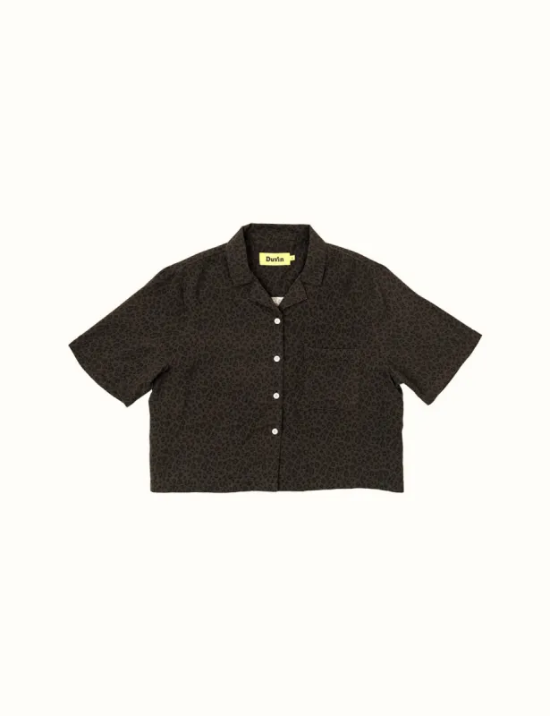 Black Leopard Crop Buttonup sold by Duvin Design