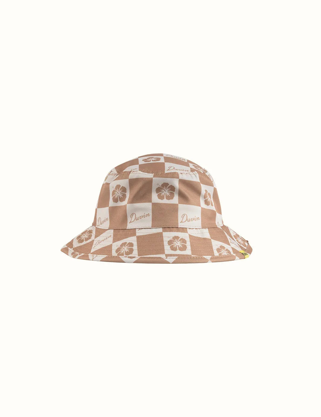 Checker Floral Bucket hat - Tan sold by Duvin Design