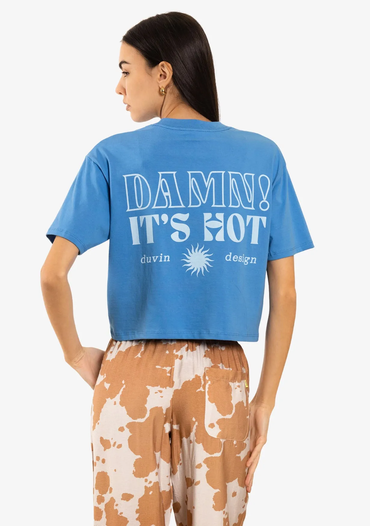 Too Hot Crop Tee - Blue sold by Duvin Design product image thumbnail 3