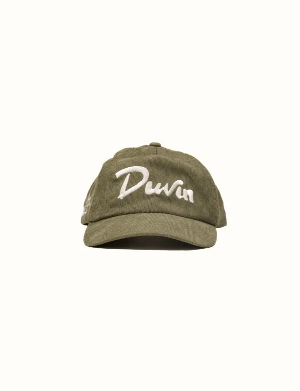 Duvin Script Corduroy Hat Green sold by Duvin Design