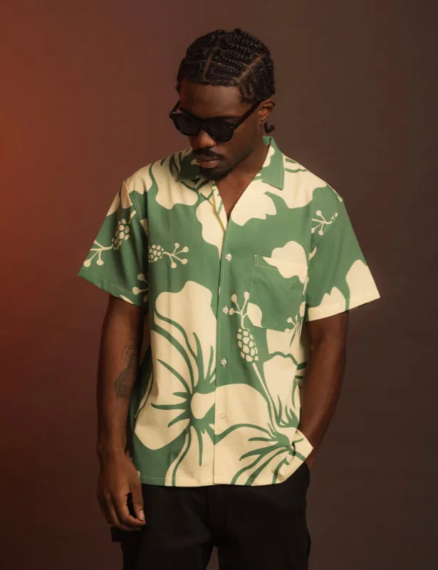 Paradise Leisure Stretch Buttonup - Green sold by Duvin Design