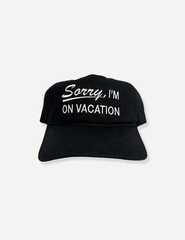 Sorry On Vacation Hat - Black sold by Duvin Design