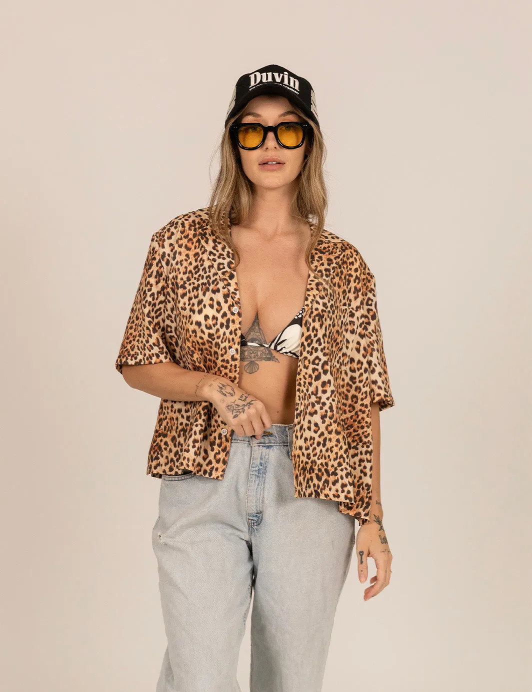 Leopard Crop Buttonup sold by Duvin Design product image thumbnail 4