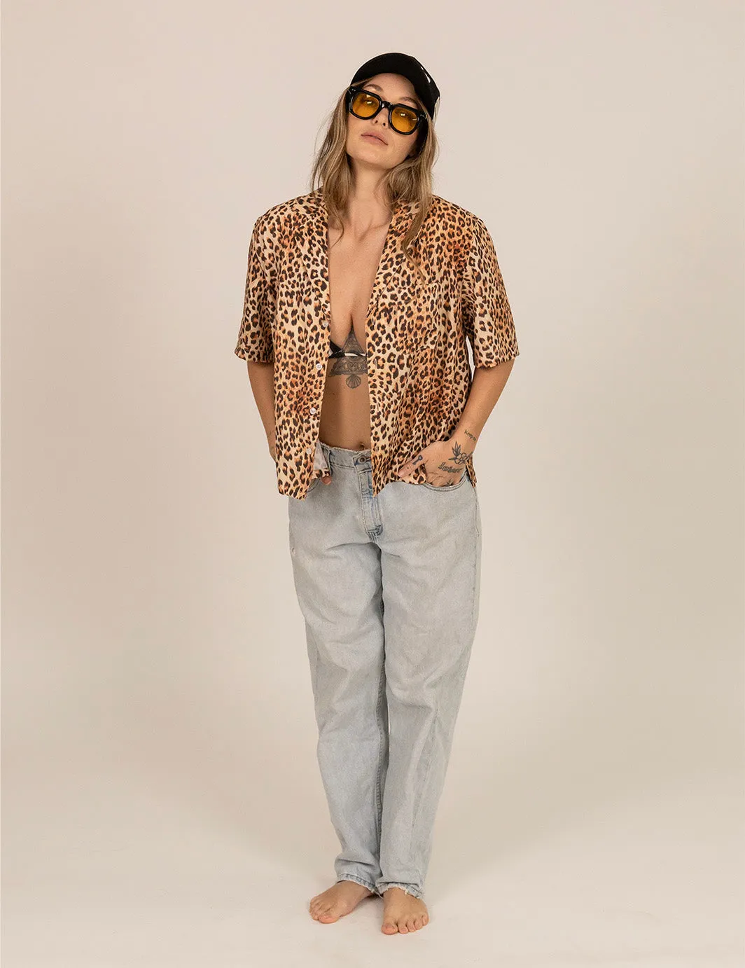 Leopard Crop Buttonup sold by Duvin Design product image thumbnail 3