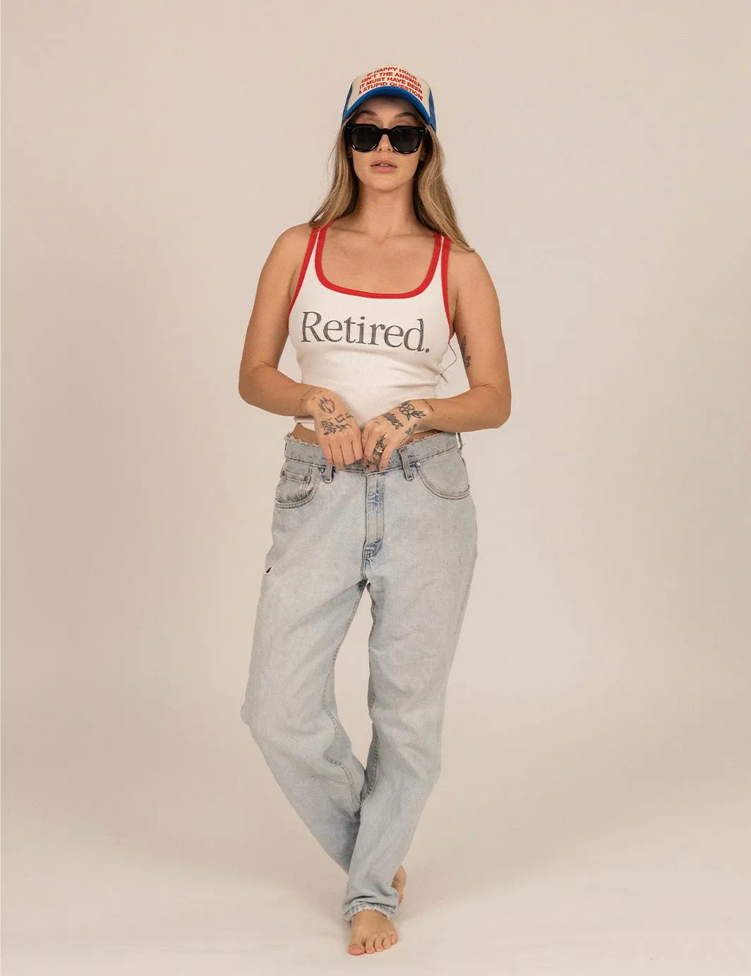 Retired Ribbed Tank - White sold by Duvin Design product image thumbnail 3