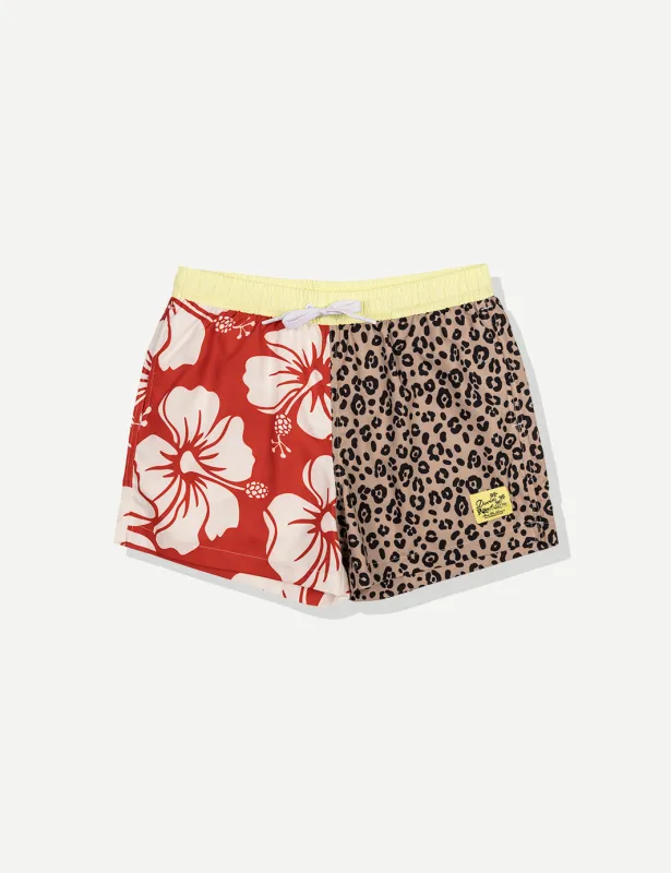 Split Flower Swim Short - Red sold by Duvin Design