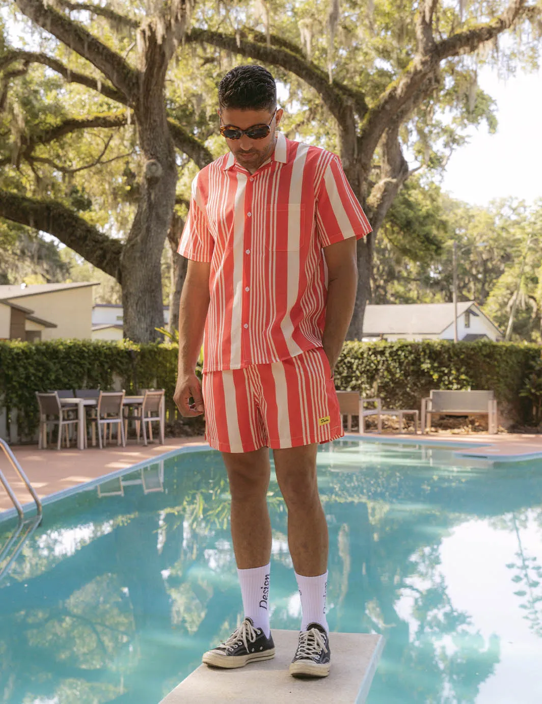 Multi Stripe Leisure Stretch Buttonup - Red sold by Duvin Design product image thumbnail 2