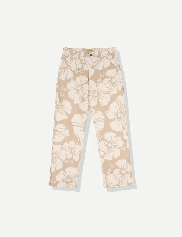 Loose Non-Workwear Pant - Tan Hibiscus sold by Duvin Design