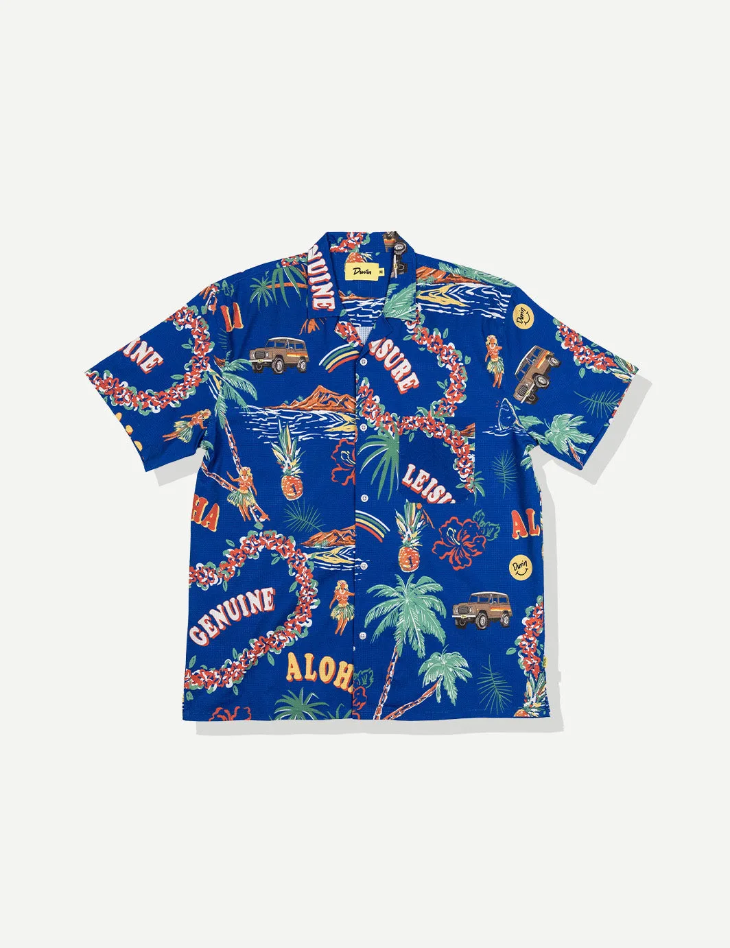 Palm Leisure Stretch Buttonup - Blue sold by Duvin Design